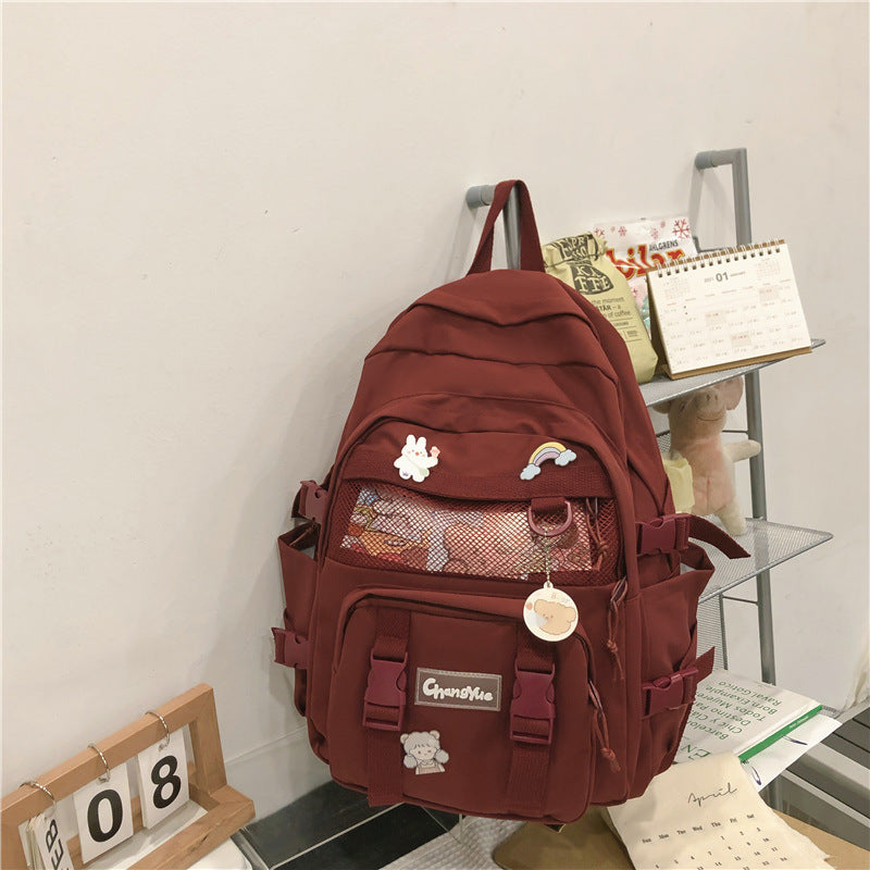 Cute Contrast Color Preppy Casual Nylon Backpack