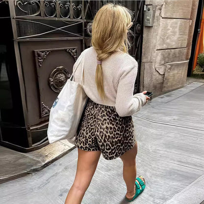 Women's Shorts Street Retro Leopard Print