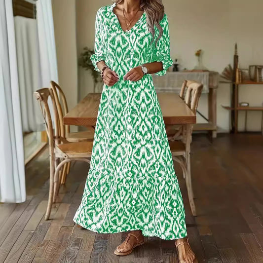 Robe à manches longues à imprimé personnalité tendance pour femme