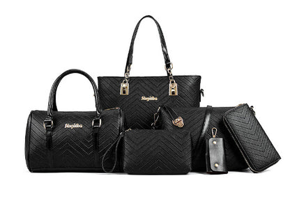 Fashionable And Trendy Embossed Six Piece Set Mother Bag