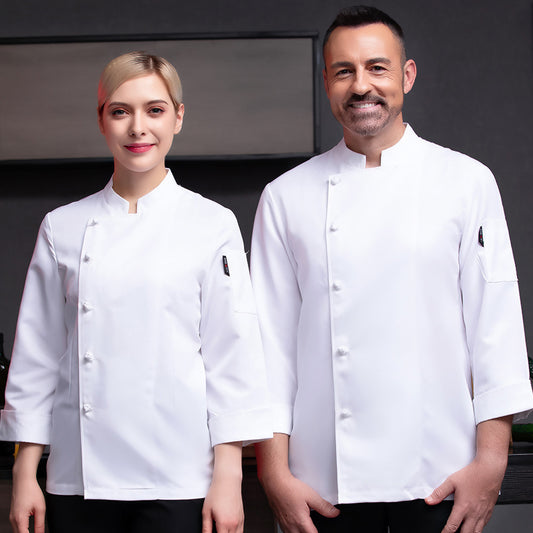 Salopette de chef à manches longues pour cantine, automne et hiver, uniforme de chef grande taille pour hommes et femmes