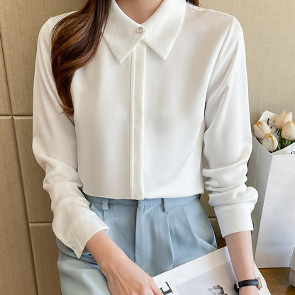 Business Chiffon Bluse Damen Langarm Tops Oberbekleidung