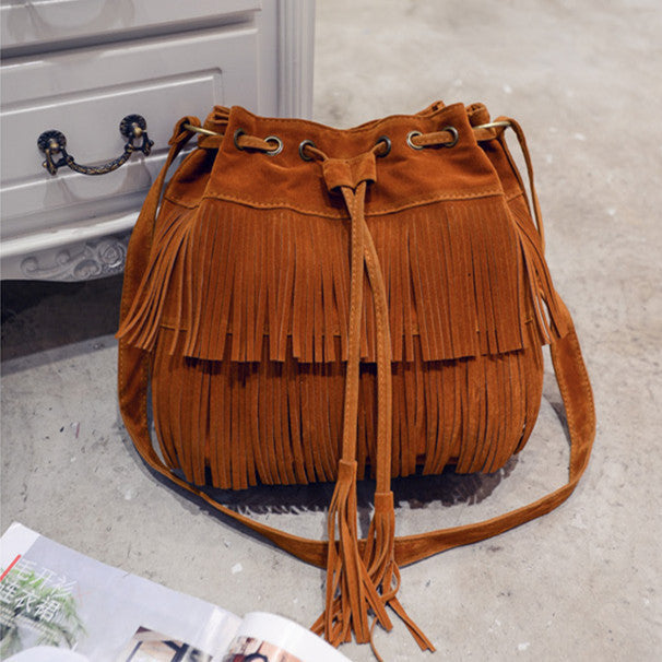 Women's Tassel Bucket Shoulder Big Bag