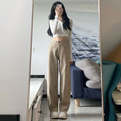 High Waist Wide Leg Jeans Ins Retro Loose Straight Mopping Pants