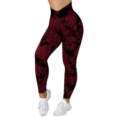 Leggings sans couture Tie Dye Pantalons de yoga pour femmes Push Up Sport Fitness Running Gym Leggings