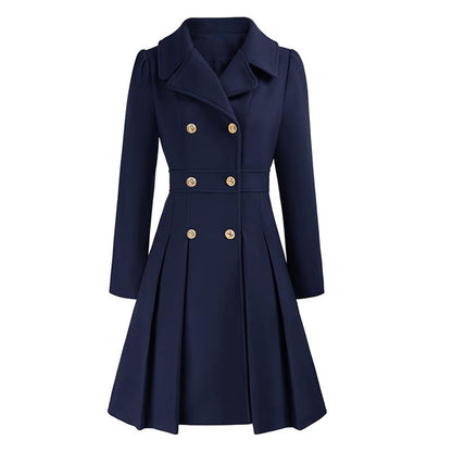 Damen Windjacke Revers Zweireihig Tasche A-Linie Pea Coat