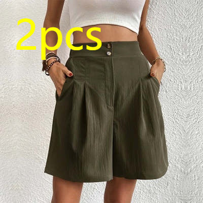 Summer New Loose Pants Casual Women's High Waist Wide Leg Shorts