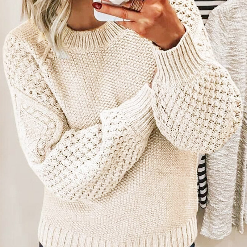 Warm Sweater Versatile Solid Color Outerwear Knitted Pullover For Women