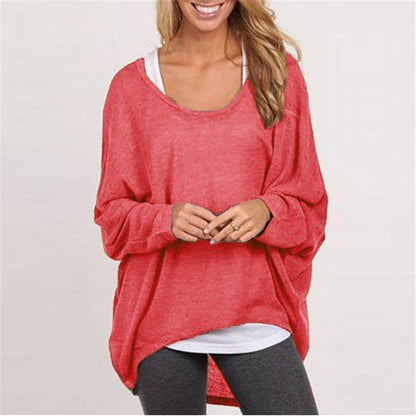 Sweater loose women's solid color T-shirt multi-color knitting