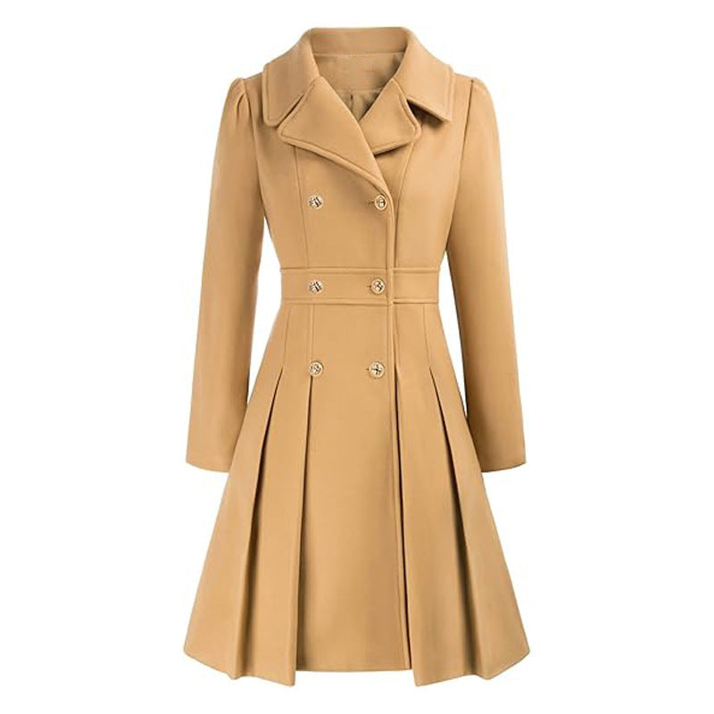 Manteau coupe-vent à revers croisé pour femme avec poche et coupe-vent