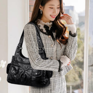 Women's Shoulder Stitching Large Capacity PU Messenger Bag