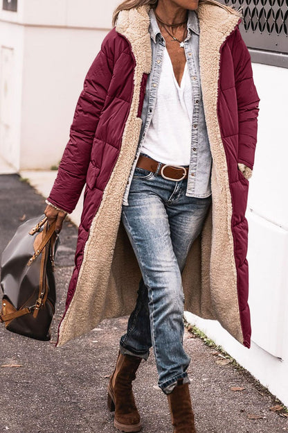 Veste à capuche en coton de couleur unie pour femme, manteau à manches longues