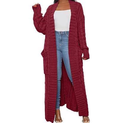 Lazy Pocket Long Twist Sweater Coat