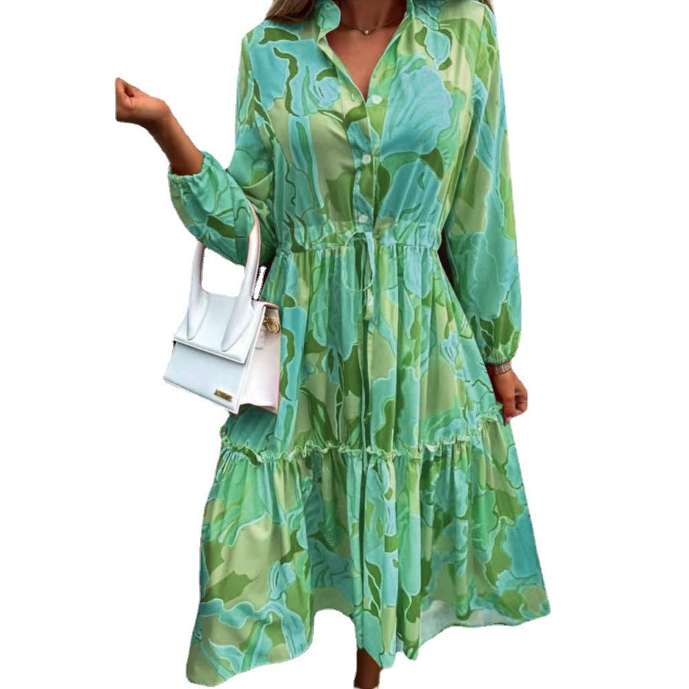 Women's Printing Loose And Stylish Long Sleeves Dress