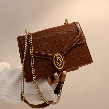 Autumn And Winter New Trendy Fashion Stone Grain Crossbody All-match Ins Chain Shoulder Bag