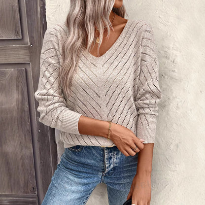 Women's Hollow Loose Casual Long Sleeves Pullover