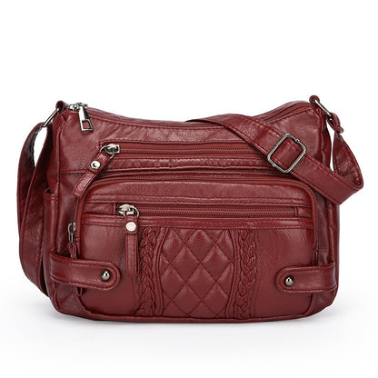 Women's Multi-pocket Soft Leather Shoulder Messenger Bag