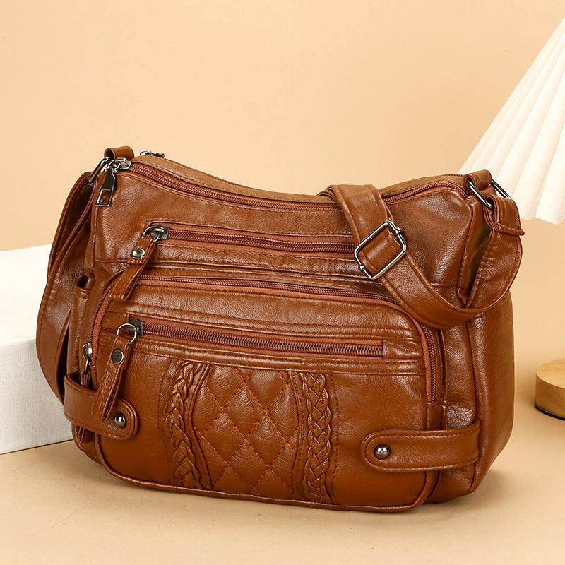 Women's Multi-pocket Soft Leather Shoulder Messenger Bag