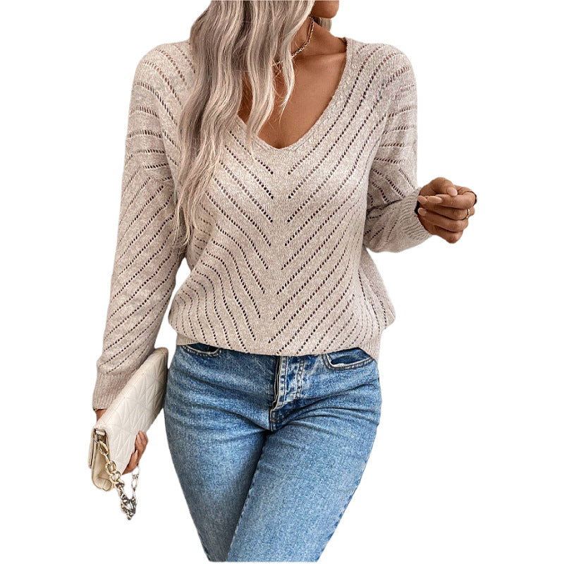 Women's Hollow Loose Casual Long Sleeves Pullover