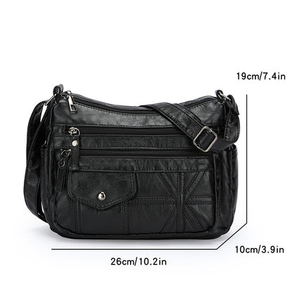 Women's Multi-compartment Large Capacity PU Soft Leather Fashion Crossbody Bag