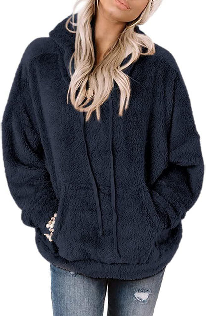 Coat Solid Color Pocket Casual Loose Sweater Sweater