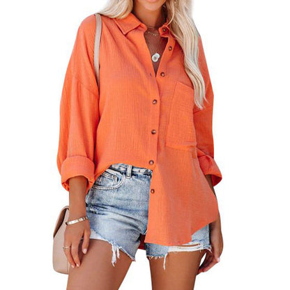 Women's Dropped Shoulder Bat Shirt Casual Long Sleeve Shirt