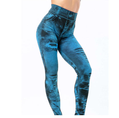 Leggings en jean imitation corset déchiré sans couture pour femmes