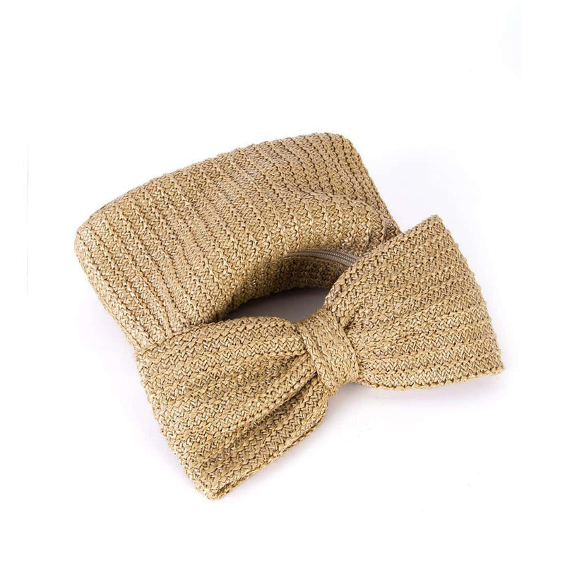 Women's Fashion Minimalist Bowknot Straw Handbag