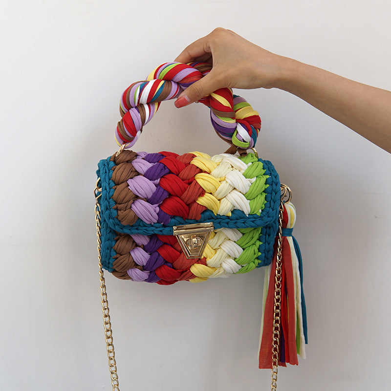 Sac en tissu pur fait main arc-en-ciel