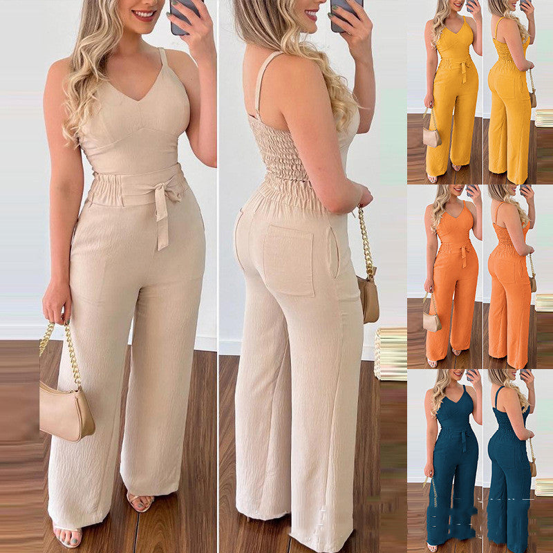 Women's Camisole Straight-leg Pants Casual Suit