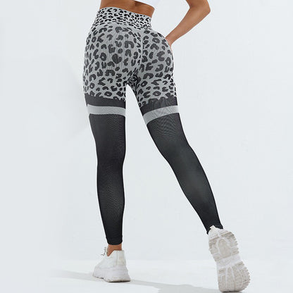 Pantalon de fitness imprimé léopard pour femmes, taille haute, levage des fesses, leggings sans couture, élastique, course à pied, entraînement, yoga, tenues de sport, vêtements