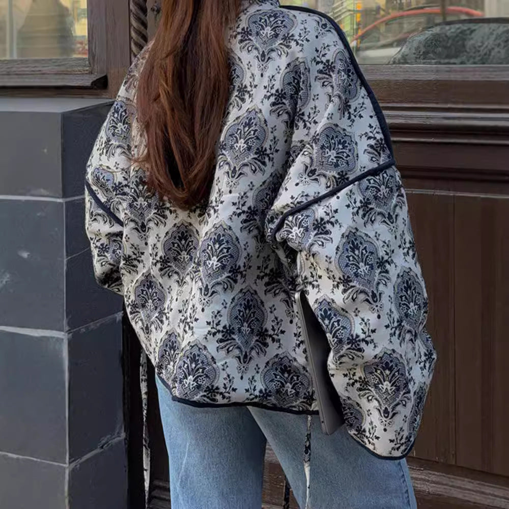 Manteau veste à lacets imprimé pour femme