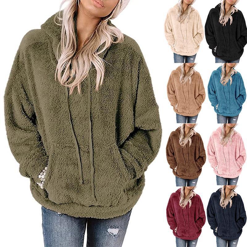 Manteau Couleur Unie Poche Décontracté Pull Ample Pull