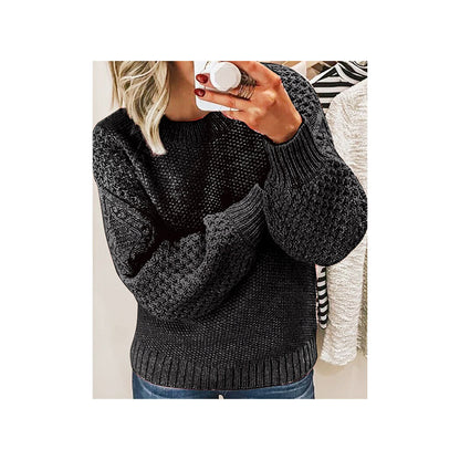 Warm Sweater Versatile Solid Color Outerwear Knitted Pullover For Women