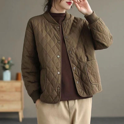 Cotton Coat Women's Autumn And Winter Rhombic Quilted Thin And Lightweight Cotton-padded Jacket