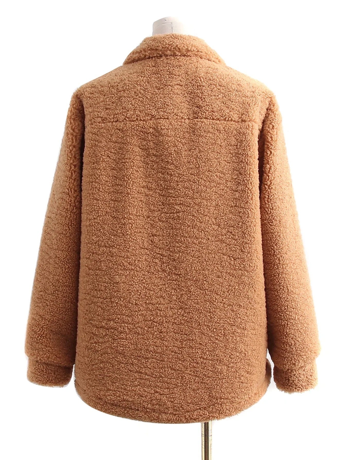 Veste à manches longues en peluche de couleur unie avec personnalité hipster de la rue