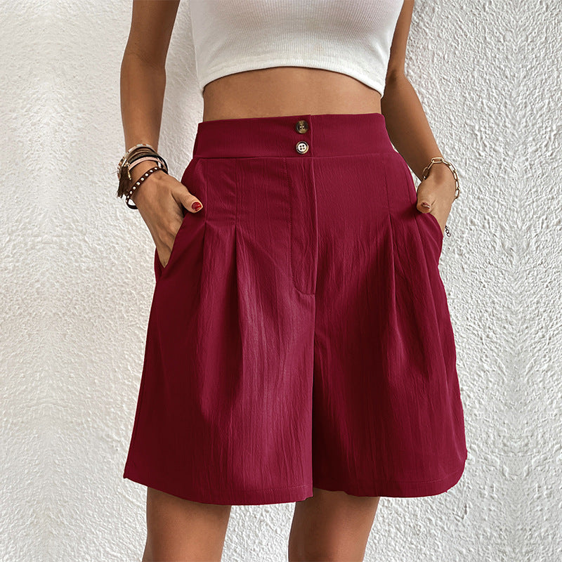 Summer New Loose Pants Casual Women's High Waist Wide Leg Shorts