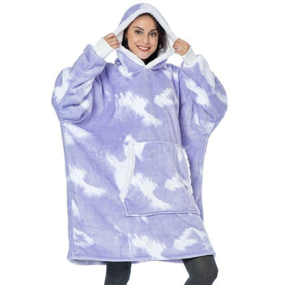 Tie Dye Digital Printing Mink Velvet Warm Loose Blanket Sweater