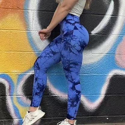 Leggings Tie Dye pour femmes, pantalons de yoga de fitness sans couture, collants d'entraînement push-up, leggings de sport de gym