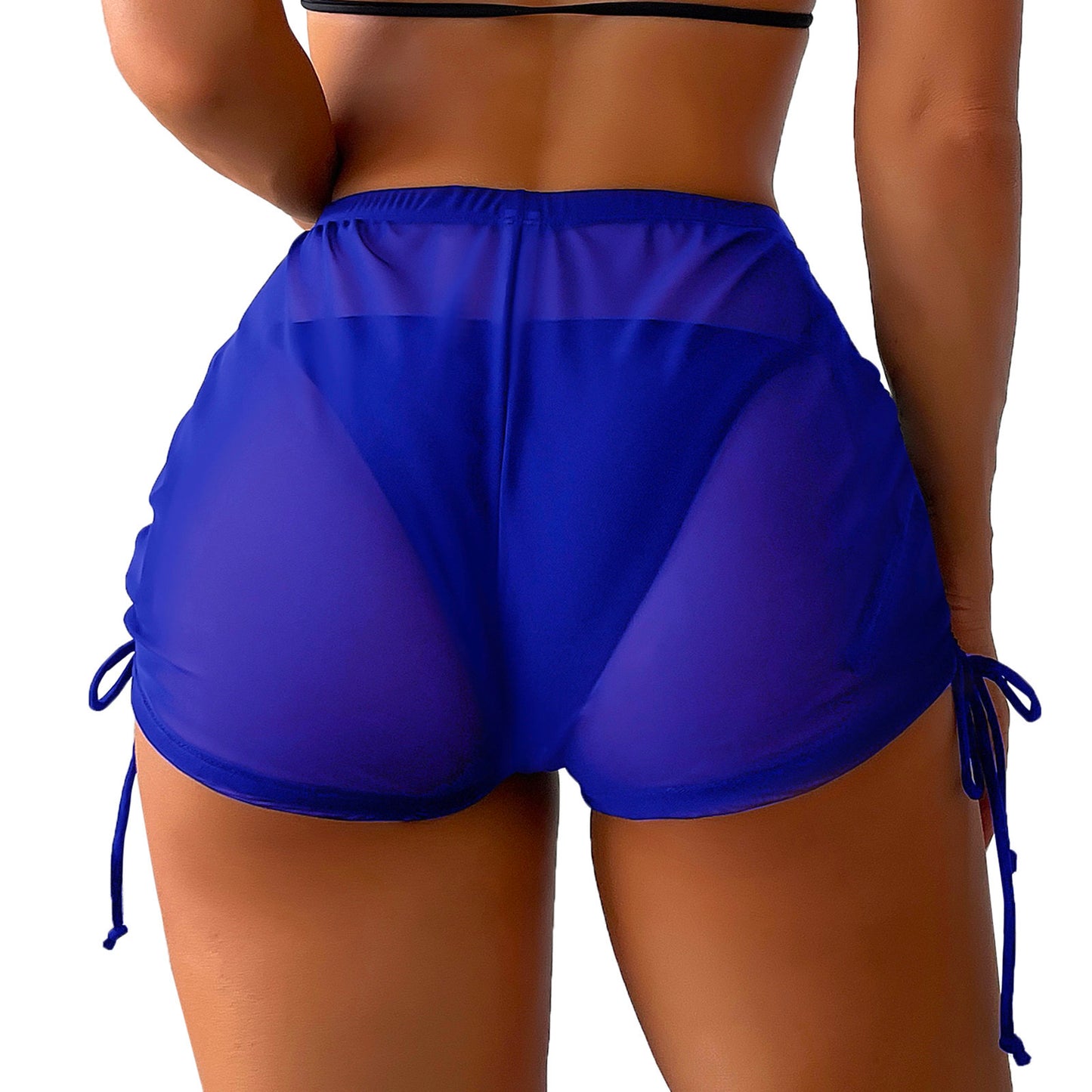 DWomen Side Drawstring Mesh Cover Up Shorts Perspective Beach