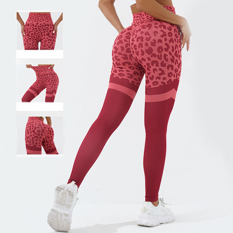 Pantalon de fitness imprimé léopard pour femmes, taille haute, levage des fesses, leggings sans couture, élastique, course à pied, entraînement, yoga, tenues de sport, vêtements