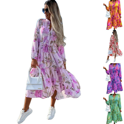 Women's Printing Loose And Stylish Long Sleeves Dress