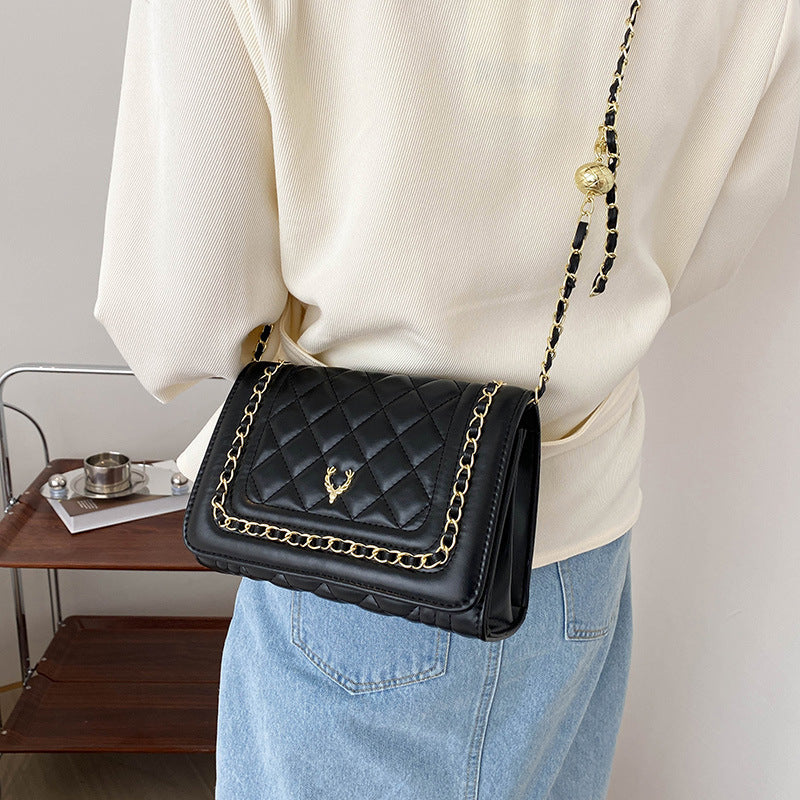 Rhombus Embroidery Line Small Square Temperament Wild Crossbody Bag