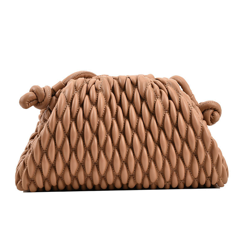 Popular Design Fashionable Western Embroidery Line Pleated Cloud Bag Girl