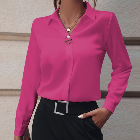 Chemise pour femme polyvalente, simple, couleur unie, manches longues, mi-longue, grande taille