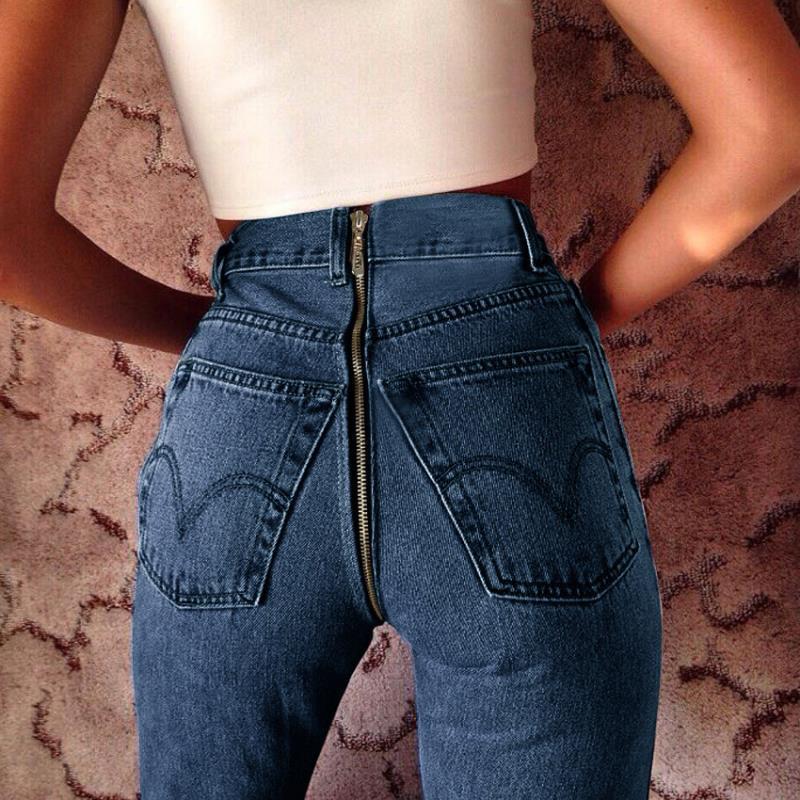 Jean skinny zippé au dos pour femme