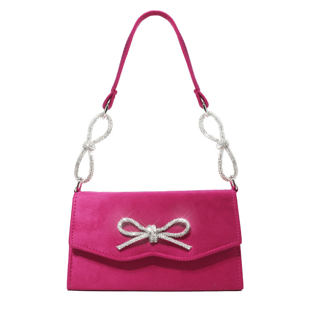 Shiny Bow Rhinestone Women Bag High-grade French Style