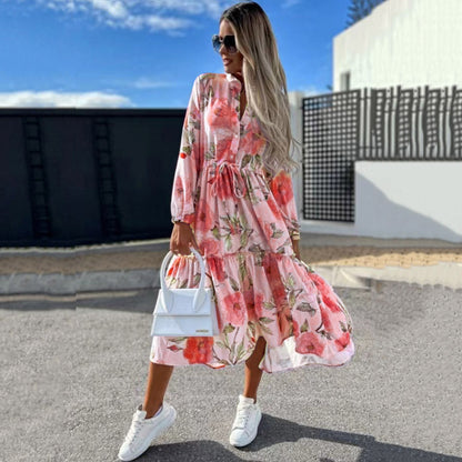 Women's Printing Loose And Stylish Long Sleeves Dress