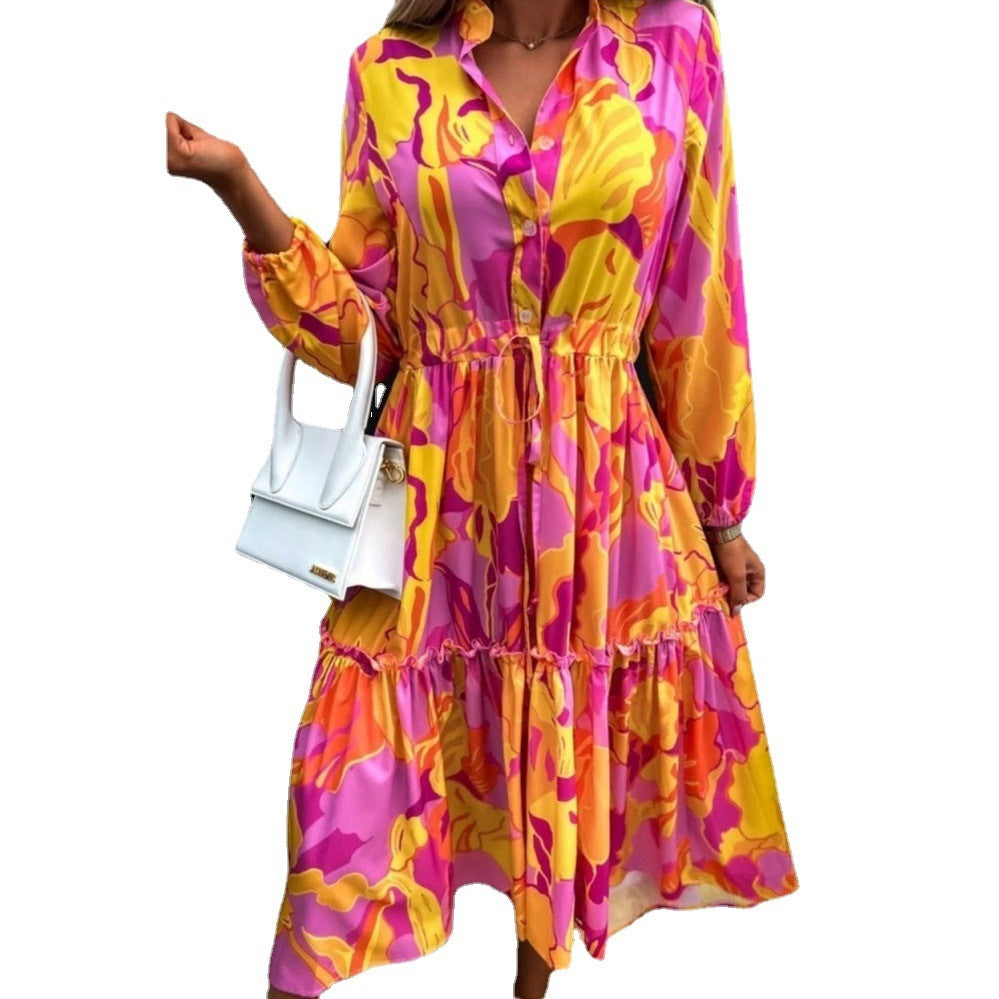 Women's Printing Loose And Stylish Long Sleeves Dress