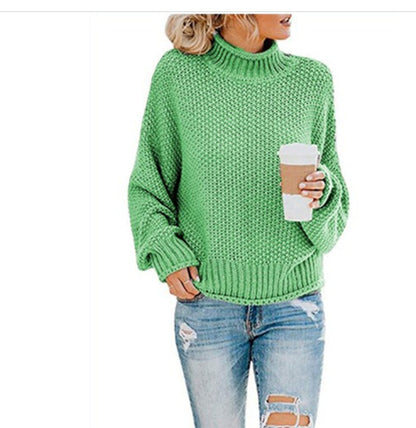 Cardigan Thick Thread Turtleneck Pullover